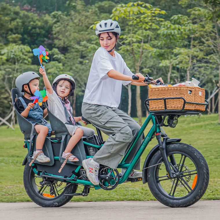 Fiido T2 Longtail Cargo Electric Bike rider view in Ireland